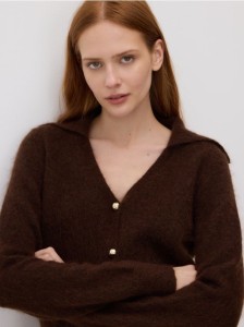 Kardigan z moherem - ciemnobrązowy
