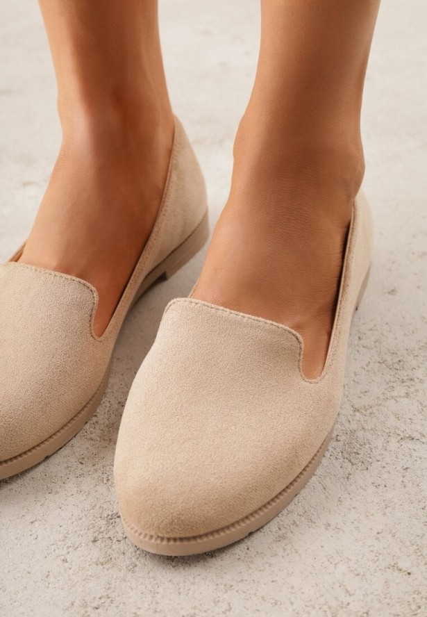 Ciemnobeżowe Balerinki Typu Mokasyny Ravinda