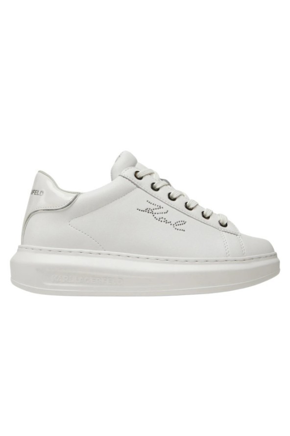 KARL LAGERFELD Białe sneakersy damskie KAPRI Rhinestone Karl Trim, Rozmiar 39