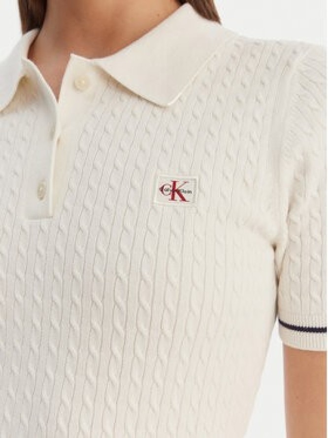 Calvin Klein Sukienka codzienna Microcable LV047F323G Beżowy Slim Fit