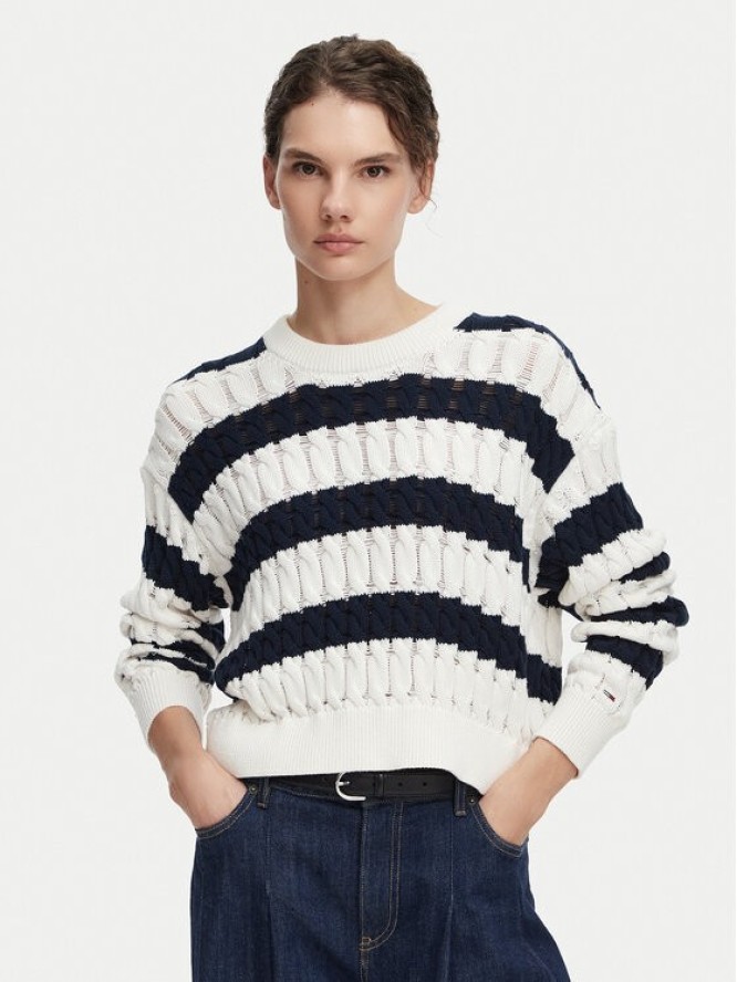 Tommy Jeans Sweter DW0DW22926 Granatowy Loose Fit