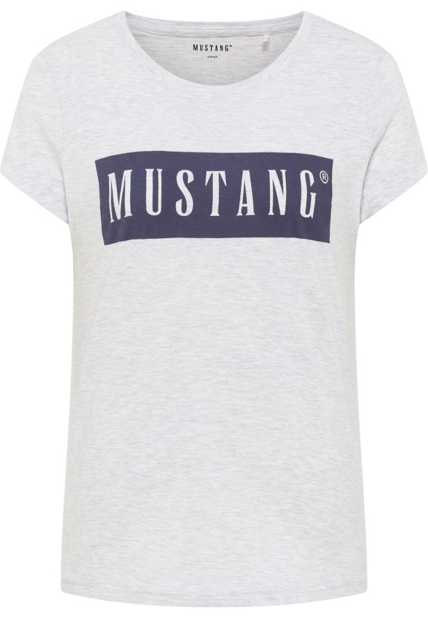 MUSTANG ALINA C LOGO TEE DAMSKI T-SHIRT KOSZULKA LOGO LIGHT GREY MELANGE 1013220 4141