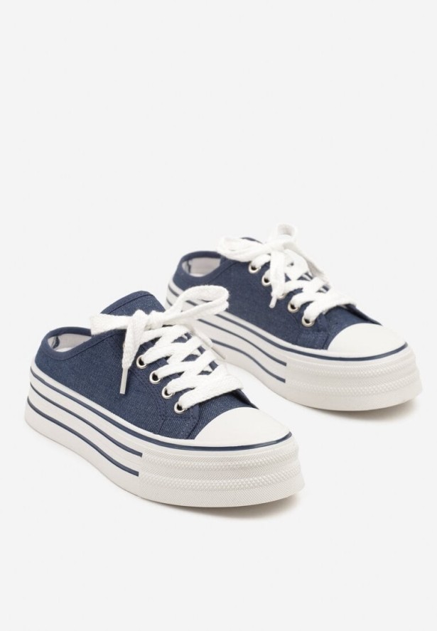 Granatowe Trampki przed Kostkę na Platformie Jalirna