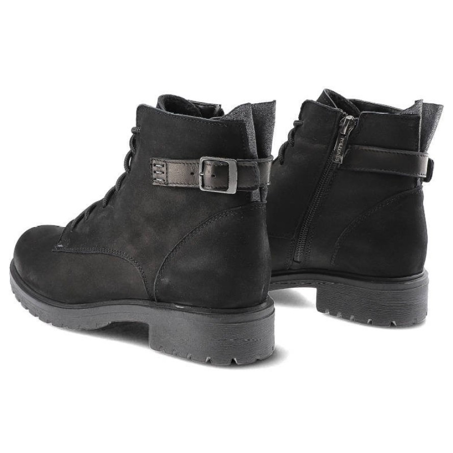 Czarne Botki Pollonus Damskie Wiązane Obuwie