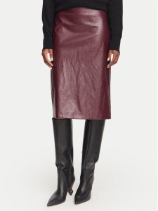 Marella Spódnica z imitacji skóry Biada 2623106071 Bordowy Slim Fit