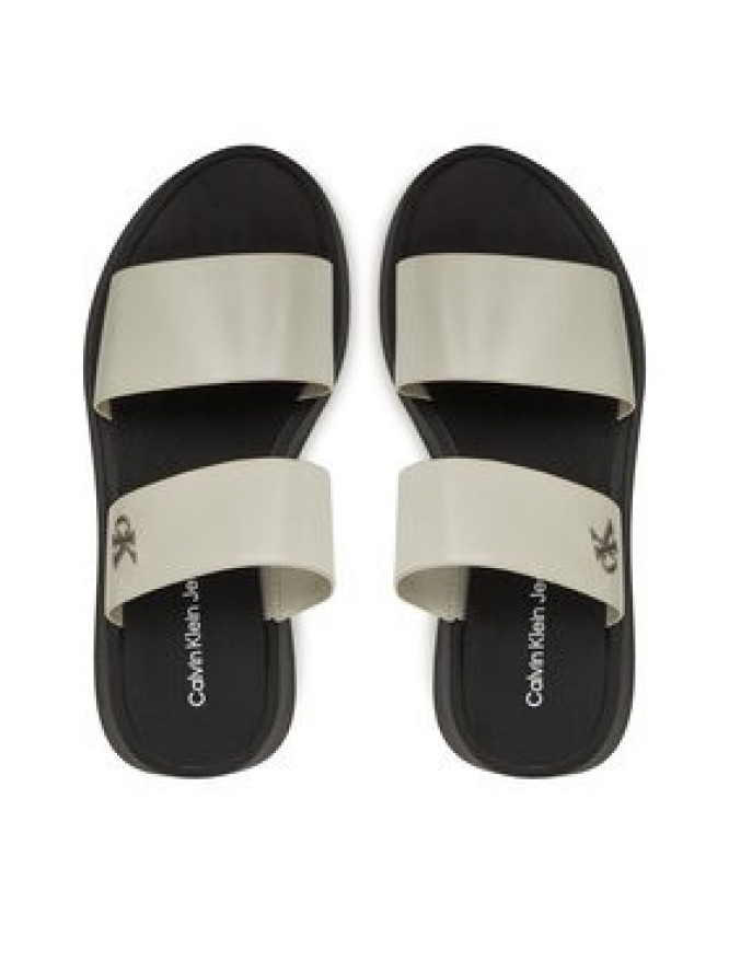 Calvin Klein Jeans Klapki Sandal Slide Double Strap YW0YW01694 Biały