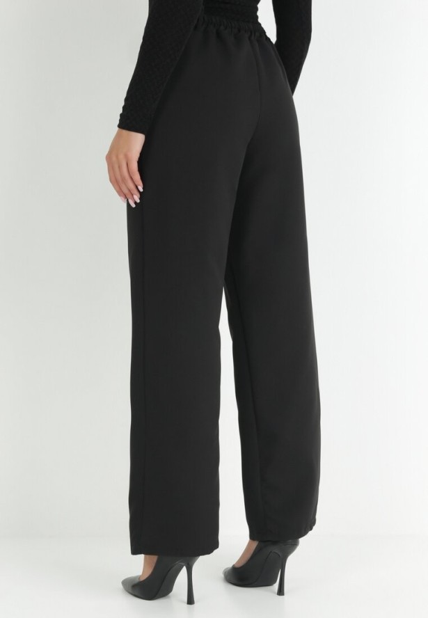 Czarne Spodnie Szerokie High Waist Ivan