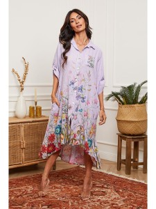Fleur de Lin Lniana sukienka "Faroudja" w kolorze fioletowym rozmiar: L
