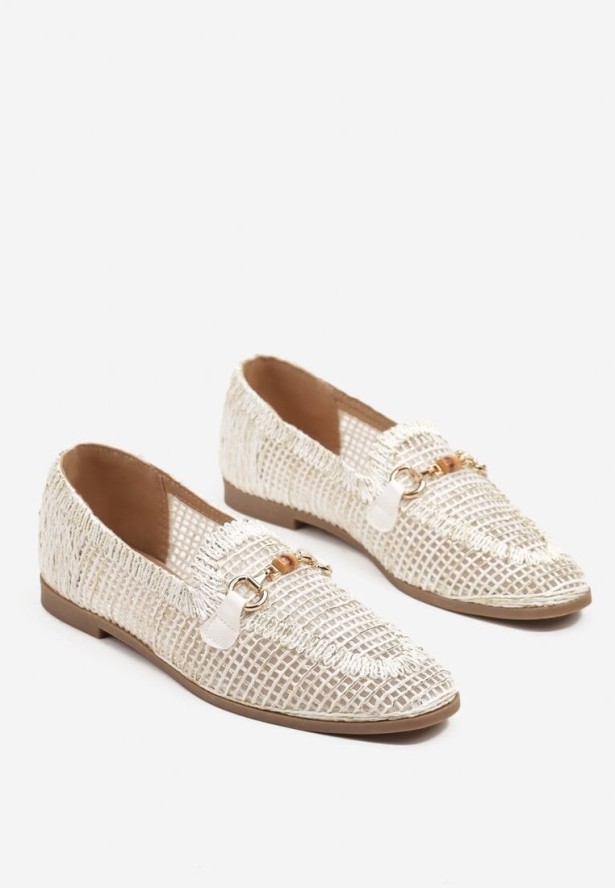 Białe Mokasyny Loafersy z Ażurową Cholewką Kolarila