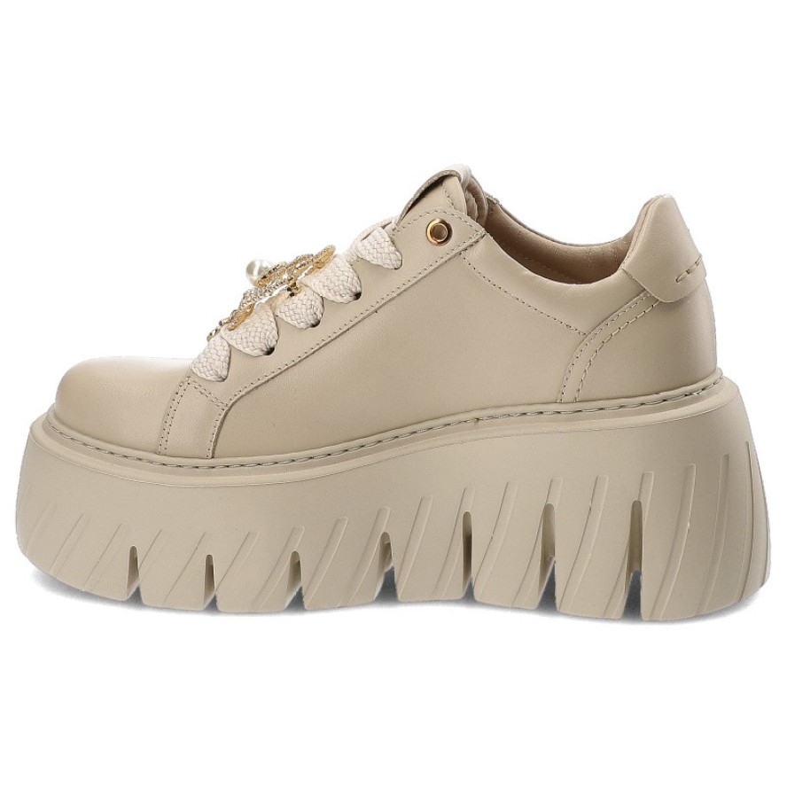 Beżowe Sneakersy Chebello Modne Obuwie Damskie Na Platformie