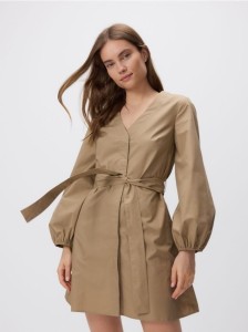 Sukienka z dekoltem V - beżowy