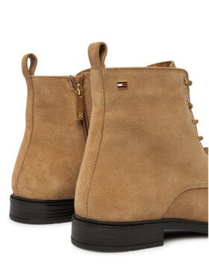 Tommy Hilfiger Trzewiki Enamel Flag Suede Lace-Up Boot FW0FW09681 Brązowy jasny