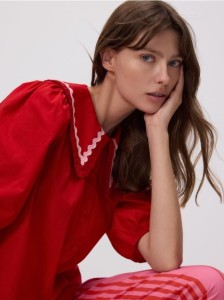 Koszula z dekoracyjnym kołnierzem - czerwony