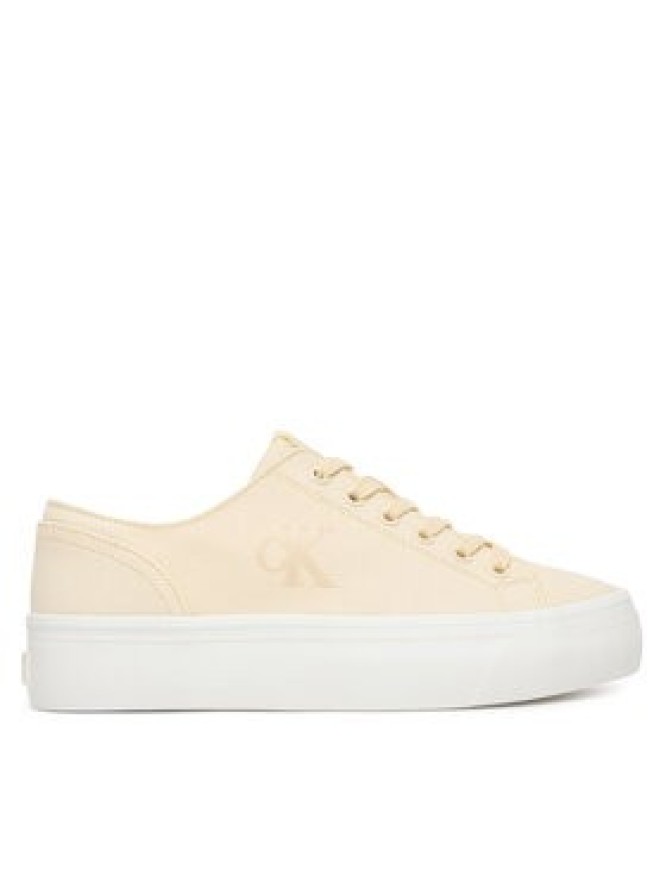 Calvin Klein Sneakersy Vulc Flatform Low Canvas Mg YW0YW01763 Écru