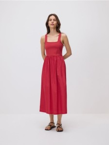 Sukienka midi z wiskozą - czerwony