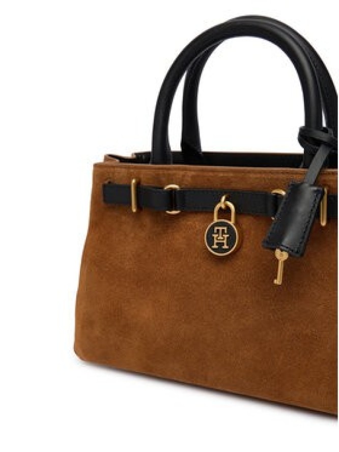 Tommy Hilfiger Torebka American Icon Mini Tote Suede Le AW0AW18202 Brązowy jasny