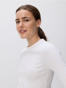 Longsleeve w prążek - biały