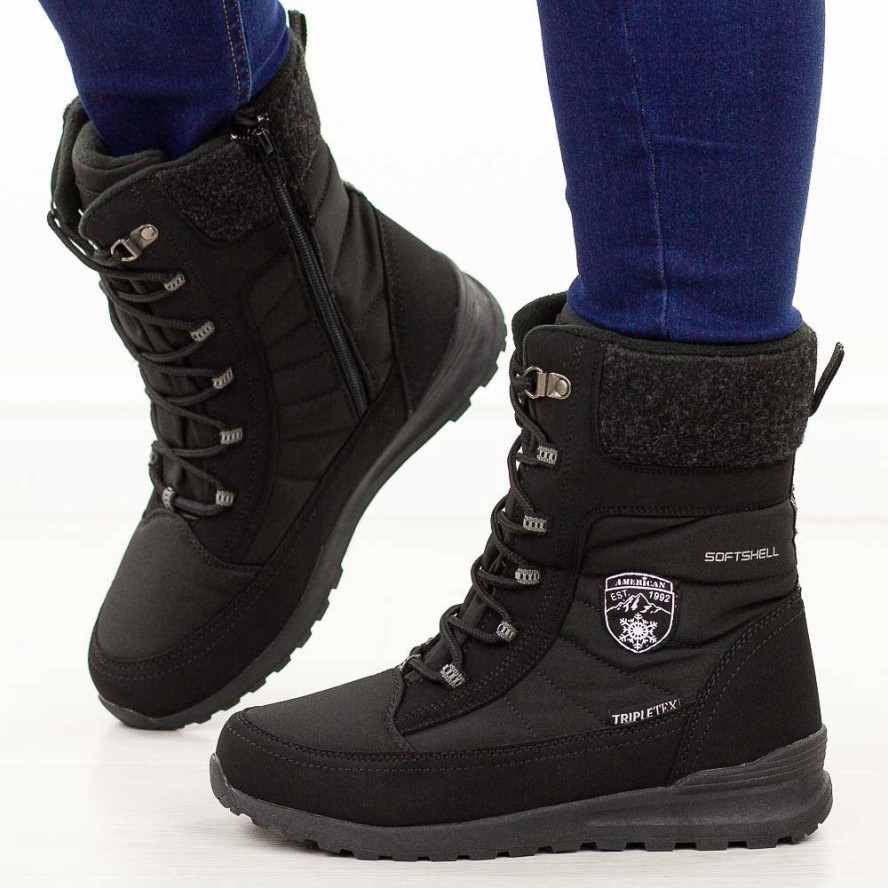 Czarne zimowe śniegowce damskie z membraną American Club Softshell Sn23/25