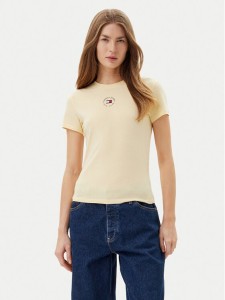 Tommy Jeans T-Shirt Essential DW0DW20316 Żółty Slim Fit