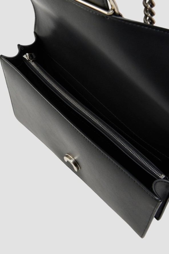 PINKO Czarna listonoszka damska ze srebrnymi okuciami Love One Classic ST.