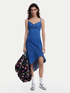 Desigual Sukienka jeansowa Munich 25SWVD07 Niebieski Regular Fit