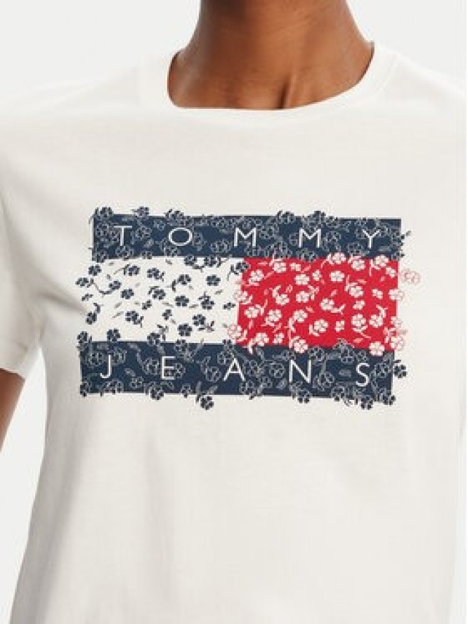 Tommy Jeans T-Shirt Floral Flag DW0DW20897 Biały Regular Fit