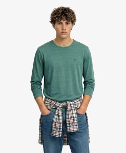 superdry Classic Essential Top z bawełny organicznej – Washed Slate Grey
