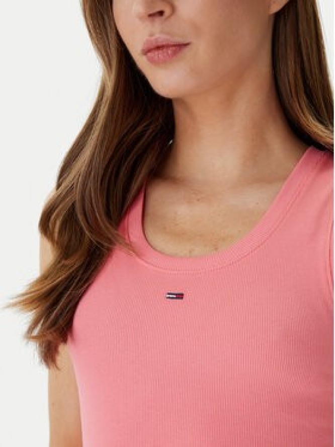 Tommy Jeans Top Essential DW0DW20673 Różowy Slim Fit