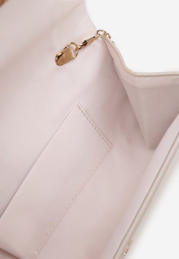 Beżowa Koktajlowa Torebka Kopertówka z Łańcuszkiem Galorella