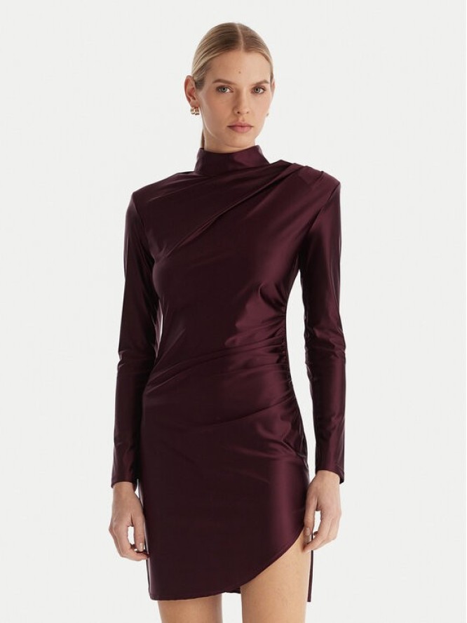 ACCESS FASHION Sukienka koktajlowa 54-3037-170 Bordowy Slim Fit