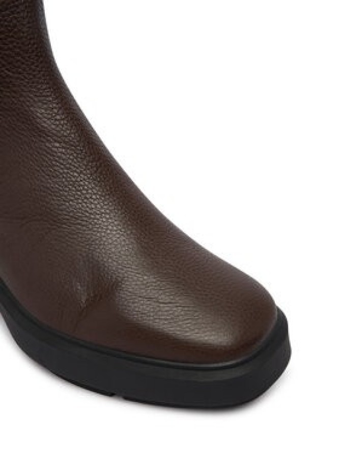 Calvin Klein Botki Block Heel Chelsea Boot Lth HW0HW03694 Brązowy ciemny
