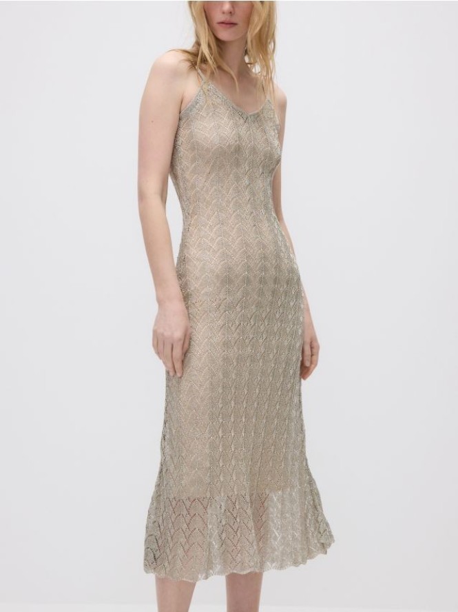 Sukienka maxi z metaliczną nicią - wielobarwny