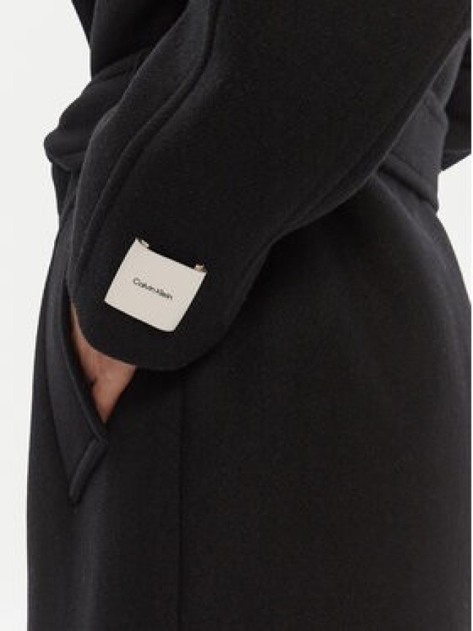 Calvin Klein Płaszcz wełniany LV044D557G Czarny Regular Fit