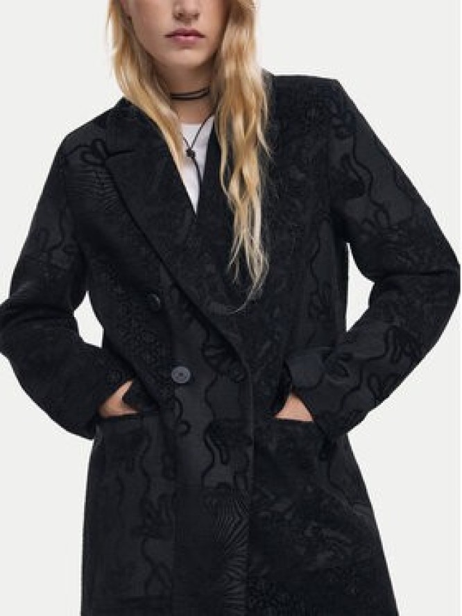 Desigual Płaszcz przejściowy Patch 25WWEW16 Czarny Regular Fit