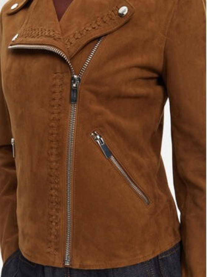 Serge Pariente Kurtka skórzana Oxford Vs Brązowy Slim Fit