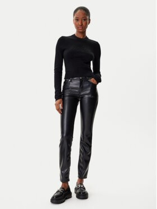 HUGO Spodnie z imitacji skóry Hilano-1 50546790 Czarny Slim Fit
