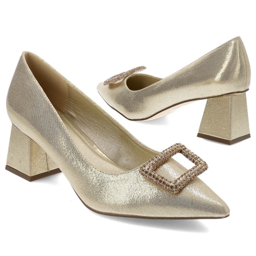 Złote Czółenka Menbur Eleganckie Obuwie Damskie