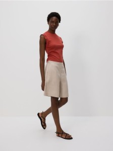 T-shirt z ozdobnym marszczeniem - miedziany