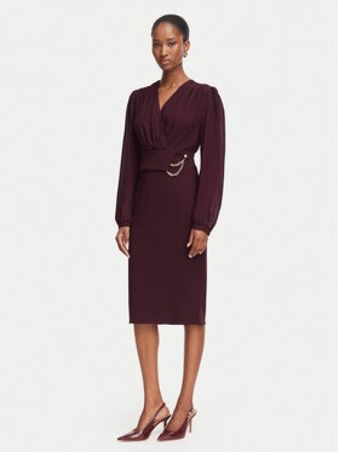 Rinascimento Sukienka koktajlowa CFC0130446003 Bordowy Slim Fit