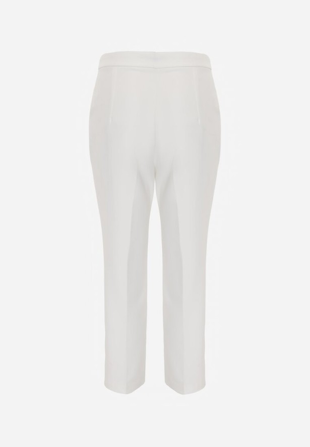 Białe Klasyczne Spodnie VICES Garniturowe High Waist Dimaia