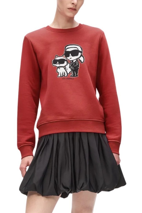 KARL LAGERFELD Czerwona damska bluza Ikon Sketch Duo, Rozmiar XL