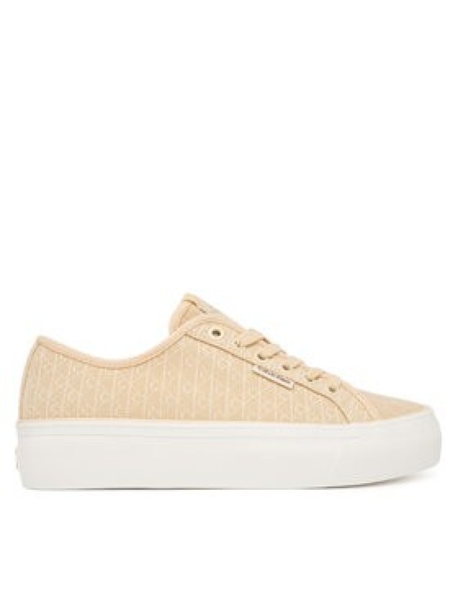 Calvin Klein Sneakersy Vulc Flatf Laceup Jaq Aop HW0HW03265 Żółty jasny
