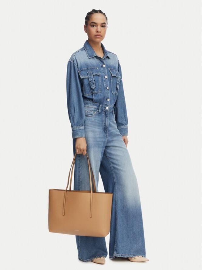 Calvin Klein Torebka Foil Logo Tote LV04F3274G Beżowy