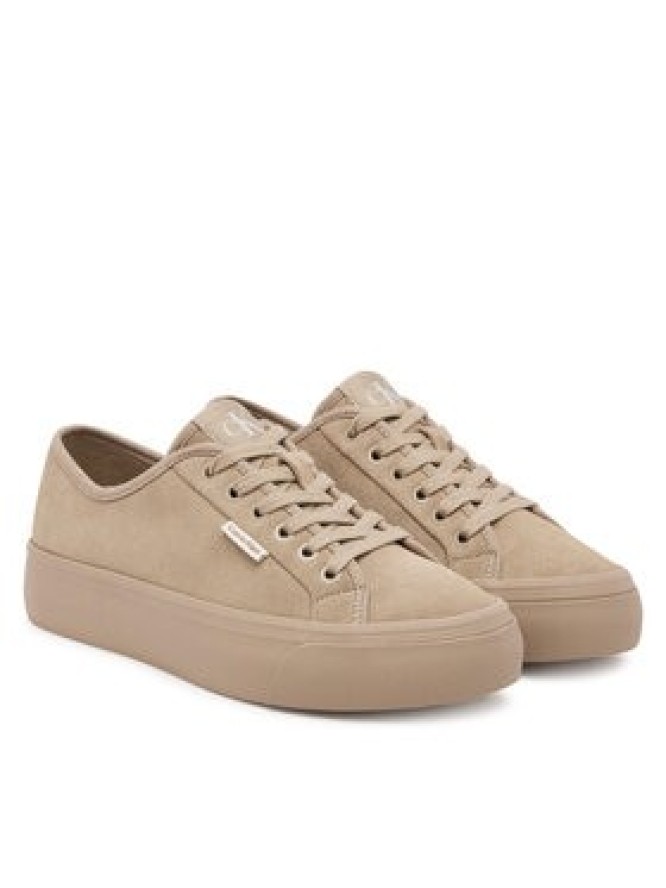 Calvin Klein Sneakersy Vulc Flatf Lace Up Sue/Wl Ck YW0YW02000 Beżowy