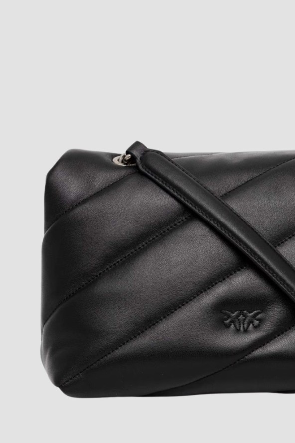 PINKO Czarna listonoszka ze srebrnymi okuciami damska Love Puff Classic