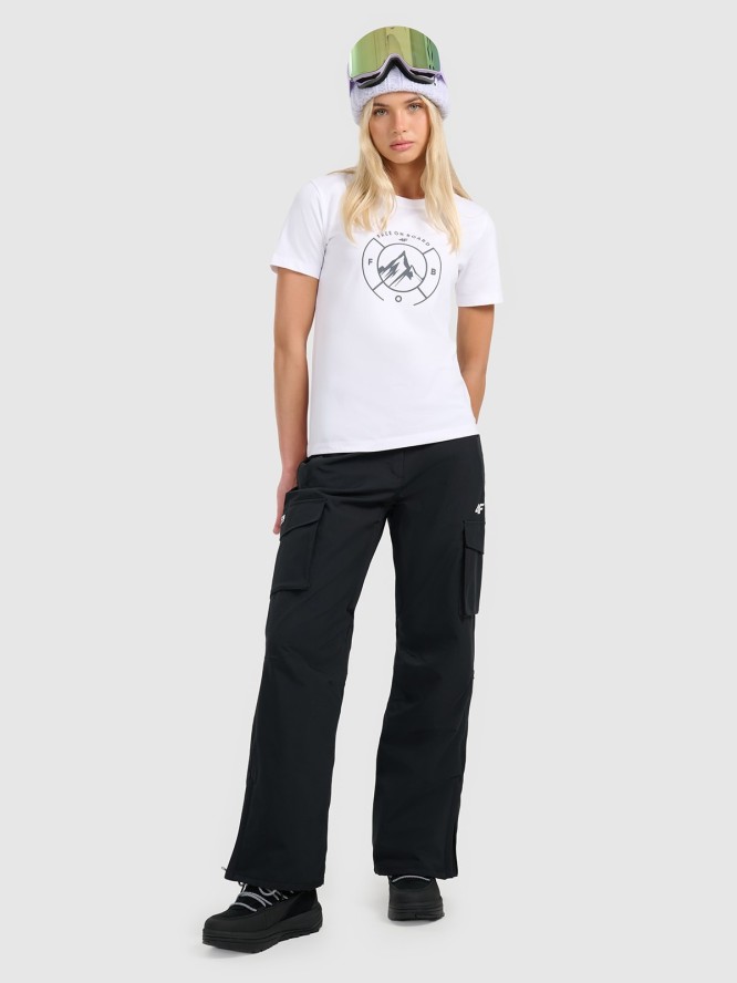 4F T-shirt regular z nadrukiem damski - biały XXL