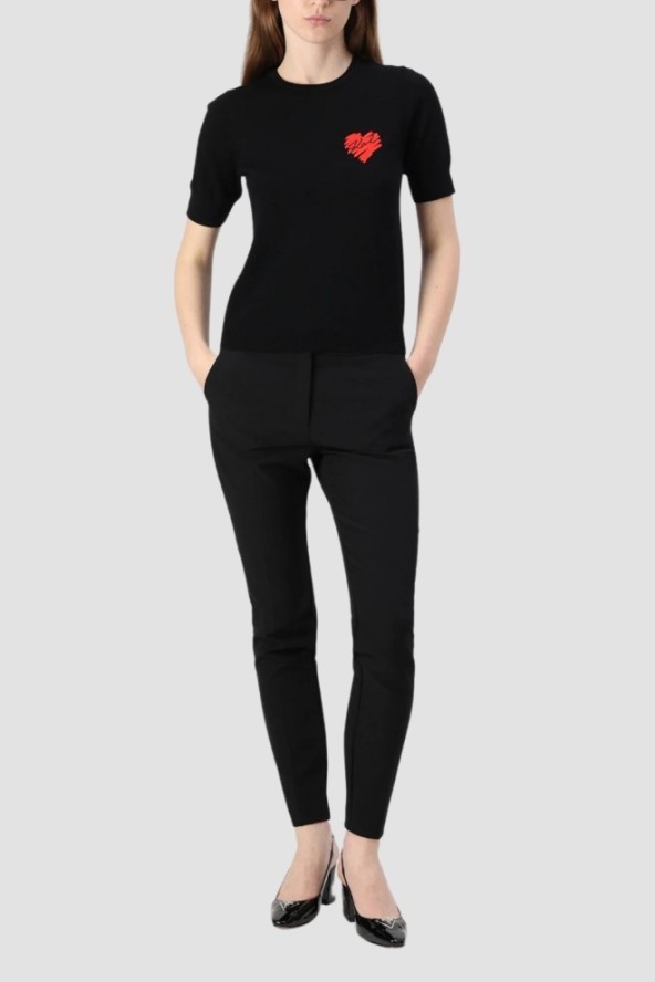 KARL LAGERFELD Czarny sweter damski Hearts Knit Top, Rozmiar S