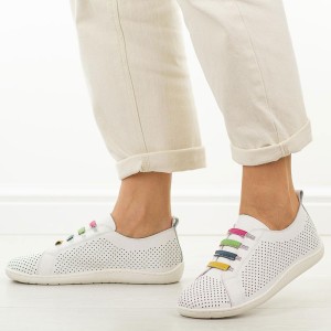 Białe skórzane półbuty damskie barefoot Jezzi Ol38-5