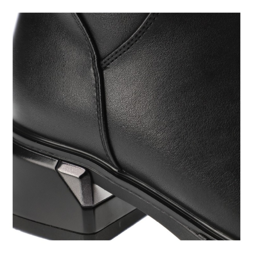 Czarne Kozaki S.Barski Ocieplane Obuwie Damskie