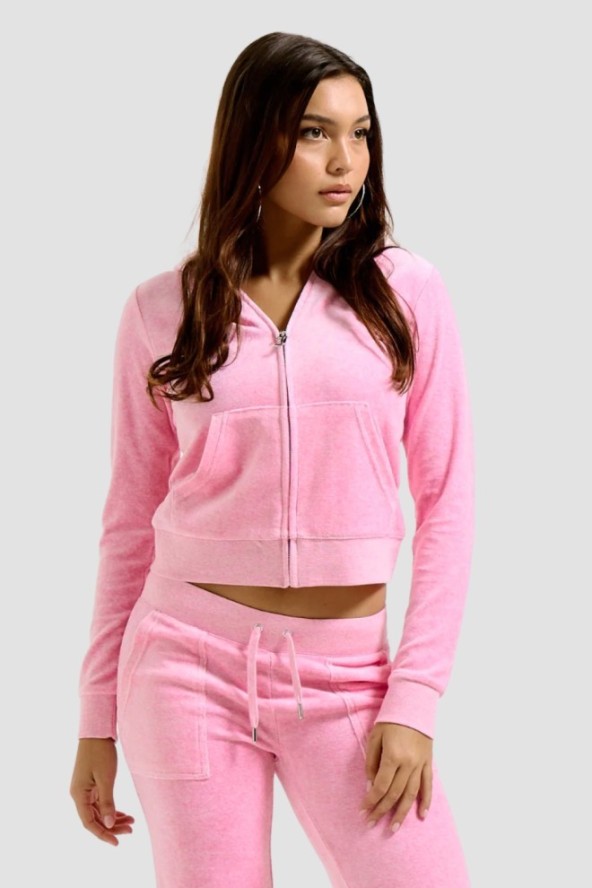 JUICY COUTURE Różowa bluza damska Robertson Hoodie, Rozmiar M
